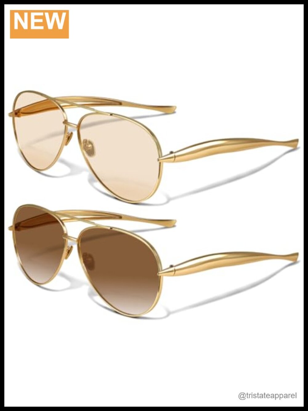 Oversized Retro Gold Aviator Sunglasses UV Protection Unisex Adults
